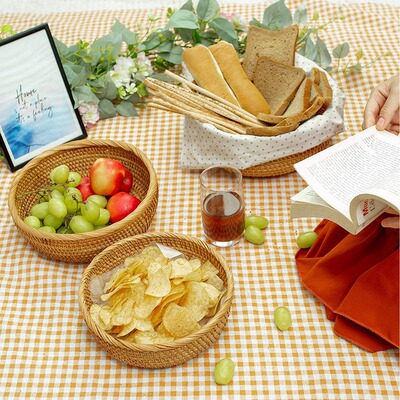 Hot Round Wicker Baskets Handwoven Fruit and Vegetable