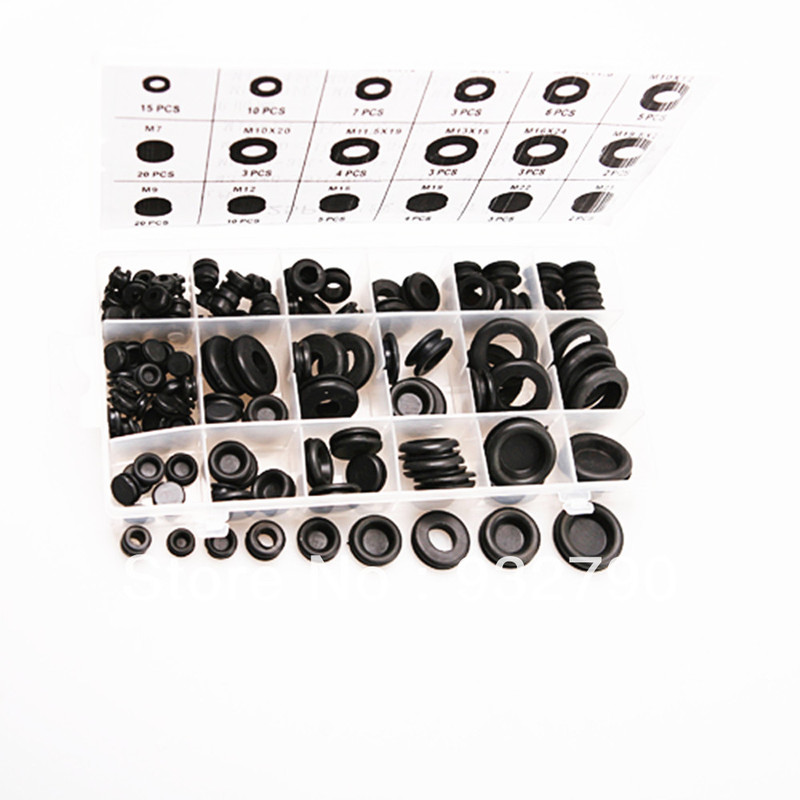 125pcs Rubber Grommet Assortment Set Wiring Coil Wire Gasket