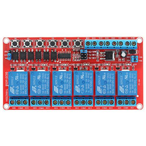 DC 12V 6-Channel Relay Module High/Low Level Triger Self-Loc