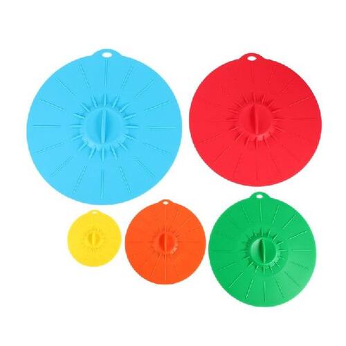 Set of 5 silicone Microwave bowl cover cooking pot pan lid