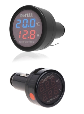 3 in 1 Multifunction Car Voltmeter USB Charger LED Battery D