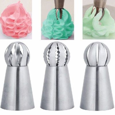 3PCs/Set Cake Icing Nozzles Russian Piping Tips Stainless