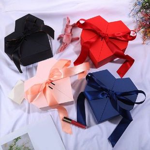 Heart Shaped Gifts Box with Bow Ribbon Valentines Day