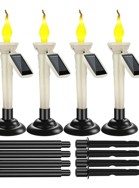 Hot 4 Pcs Solar Rechargeable Candlesticks LED Flameless