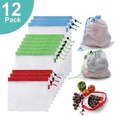 12Pcs/lot Reusable Produce Bags Eco Friendly Fruit Vegetable