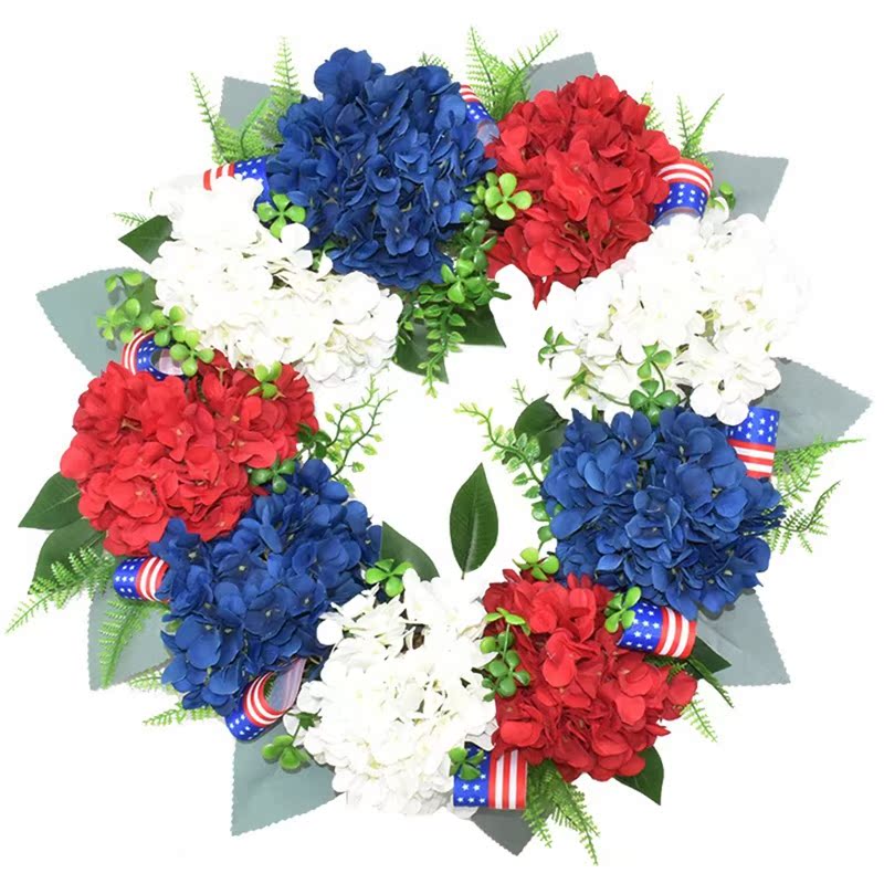 Hot Artificial Hydrangea Wreath American Patriotic