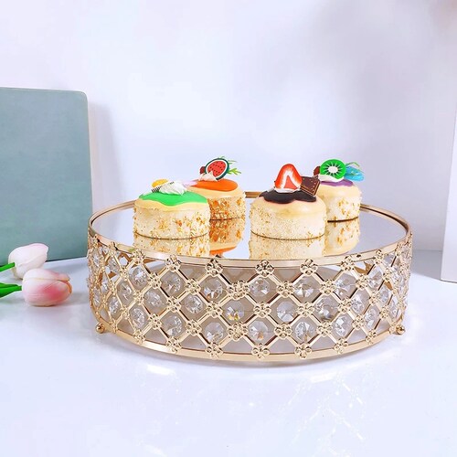 Hot Gold Mirror Metal Cake Stand Round Cupcake Wedding