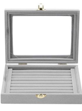 24 Grids/8 Booths Velvet jewelry box with Glass Cover