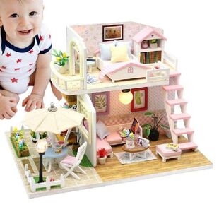 Mini House Making Kit 3D Wood Doll Houses With Led Lights
