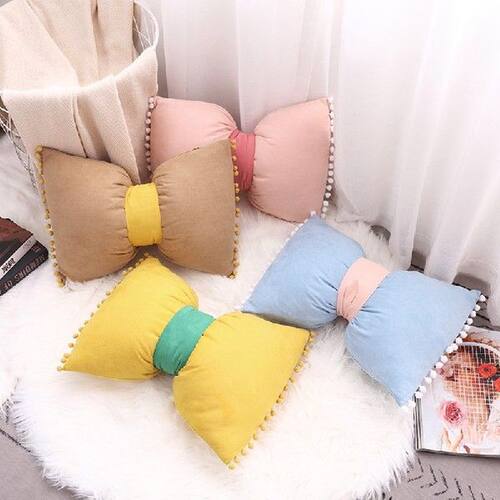Ins Cute Bow Cushion Solid Color Princess Seat Chair