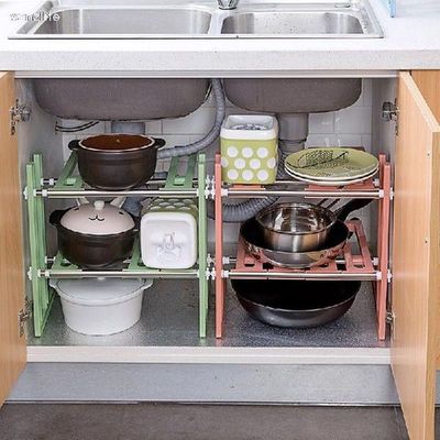 vanzlife Adjustable shelf under ground sink receive a rack