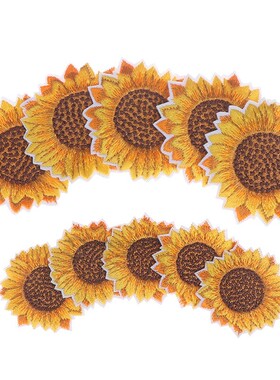 5pcs/lot DIY Embroidered Sunflower Patch Iron On Sew On Flow