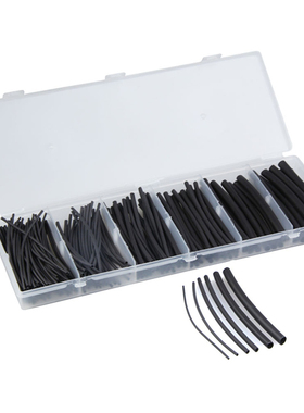 180pcs Black Assortment Rati 2:1 Polyolefin Cable Heat Shrin