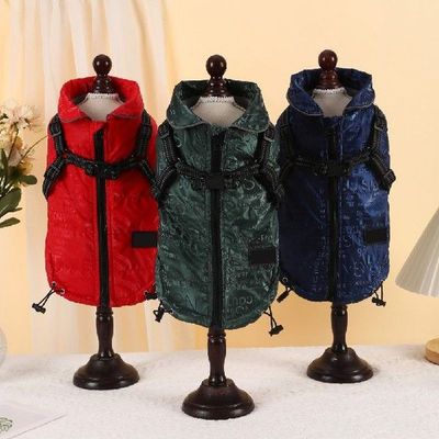 Warm Dog Clothes With Harness Windproof Winter Pet Dog