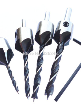 4pcs Hss 5 Flute Countersink Drill Bit Screw Chamfer 3mm 4mm