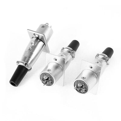 XLR 3Pin Female w 3P Male Microphone Cable Connector,silver