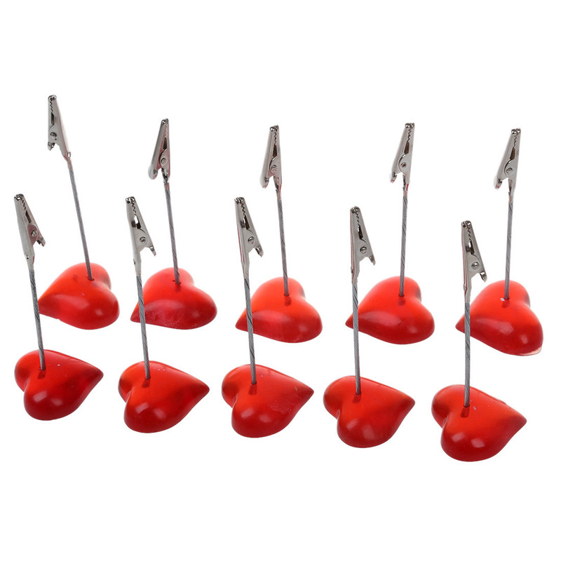 10 x Memo Holder Red Heart-shaped Resin Base Photo Blank Not