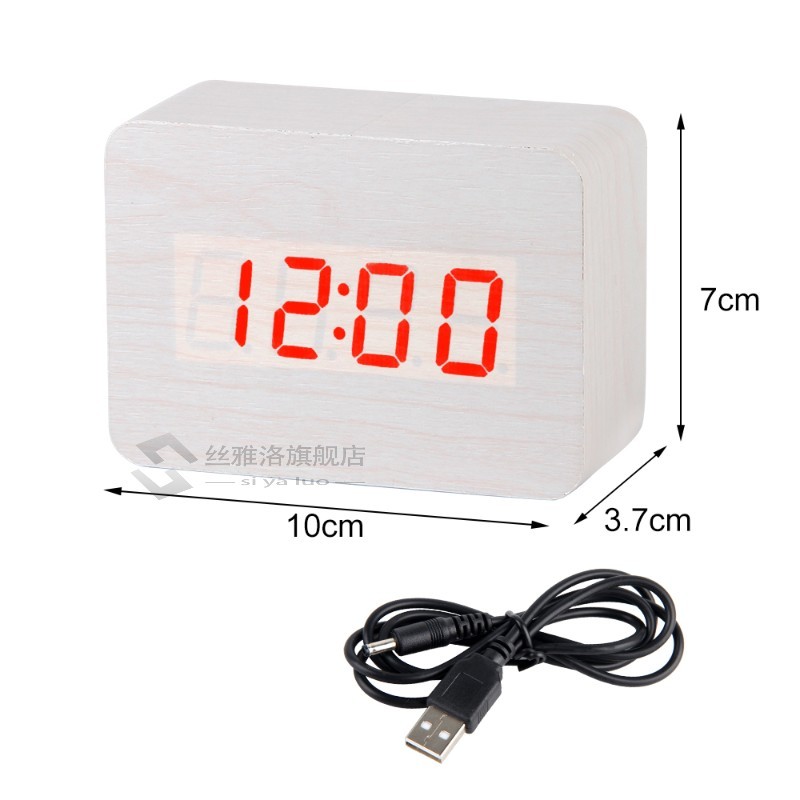 LED Wooden Clock Digital Alarm Clocks Desktop Table Clocks E