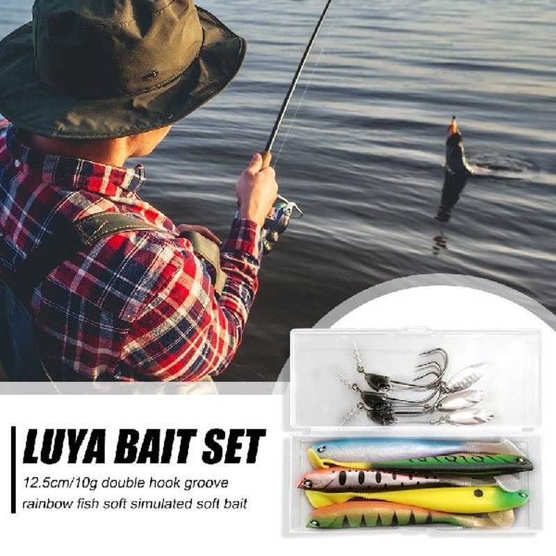 5pcs lure fishing baits with 3pcs hooks artificial bionic