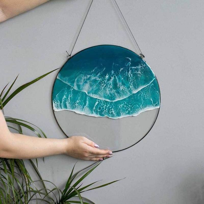 1PCS Acrylic Ocean Pendant Oceans Wave Wall Hanging High - 实物图