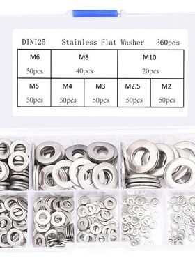 360Pcs Flat Washers Sealing Ring Washers Assortment 8 Sizes