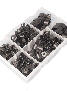 Assorted Box of Black Nylon P Clips - 200 Pieces