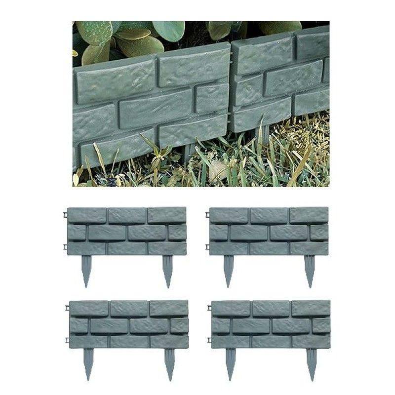 4 pieces grey garden landscape edging borders imitation