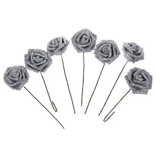 7 Foam Rose Artificial Flower Glitter Bridal Bouquet Home