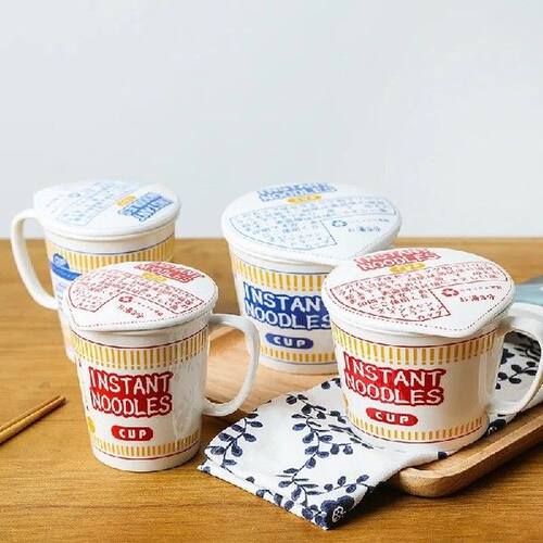Home Creative Ramen Bowl with Lid Large Student Dormitory