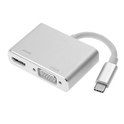 2 in 1 USB Type-C USB-C to VGA HDMI 4K 1080P HD Converter Ad
