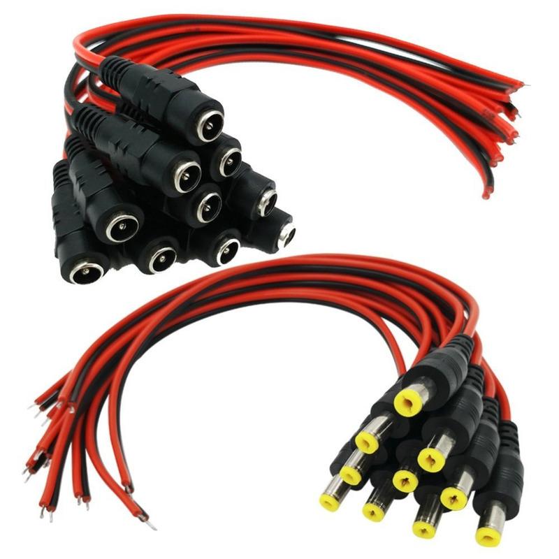 5Pair 30CM DC Power Pigtails Cable Female& Male Connecto