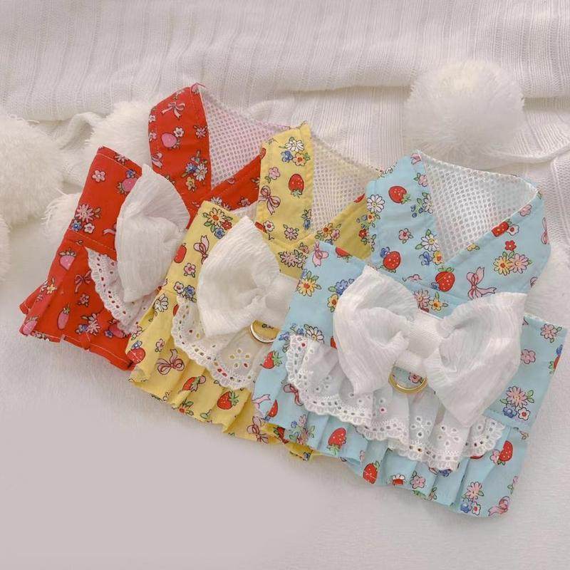 vibrant color lightweight dogs harness princess dress with