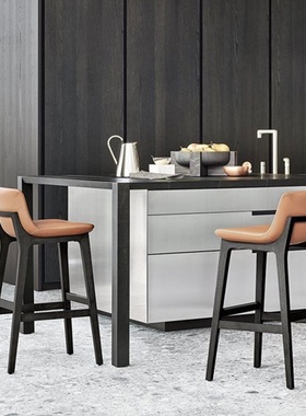 Nordic Solid Wood High Bar Chair Minimalist Modern Cafe