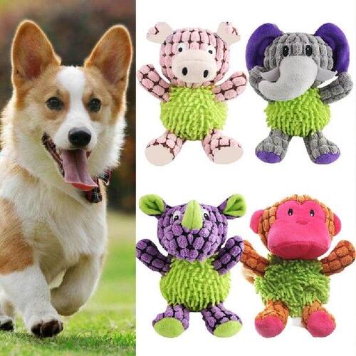 4 Pcs Cartoon Cute Animal Shape Doll Pet Chew Molar Toy Set