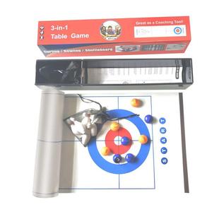 Tabletop Curling Bowling Game Shuffleboard Set 3 In 1 Board