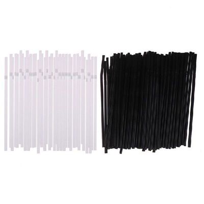 100Pcs Drinking Straws 210mm Black White Long Flexible