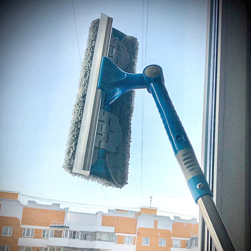 Squeegee Wiper Mop Double-sided Telescopic Rod Glass