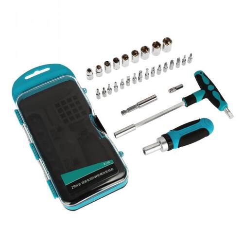 29Pcs Ratchet Bits Screwdriver Socket T-shape Hex Wrench Too