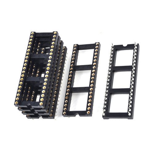 6x 2.54mm Pitch 40 Round Pins Double Row DIP IC Socket Solde