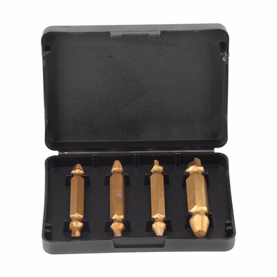 4pcs Titanium Screw Extractor Bits Guide Set Broken Damaged