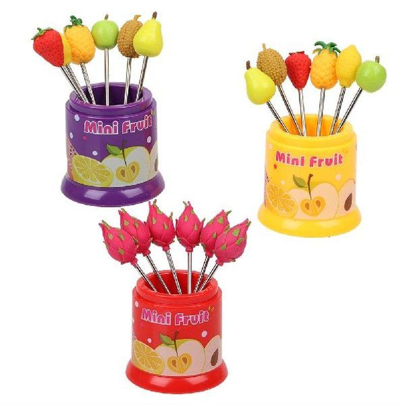 6pcs/set cute fruit pattern fruit fork creative party