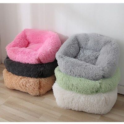 Square Dog Beds Long Plush Solid Color Pet Beds Cat Mat for