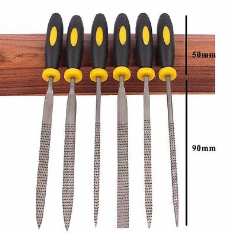 6pcs small wooden rasp set flat square needle files diy tool