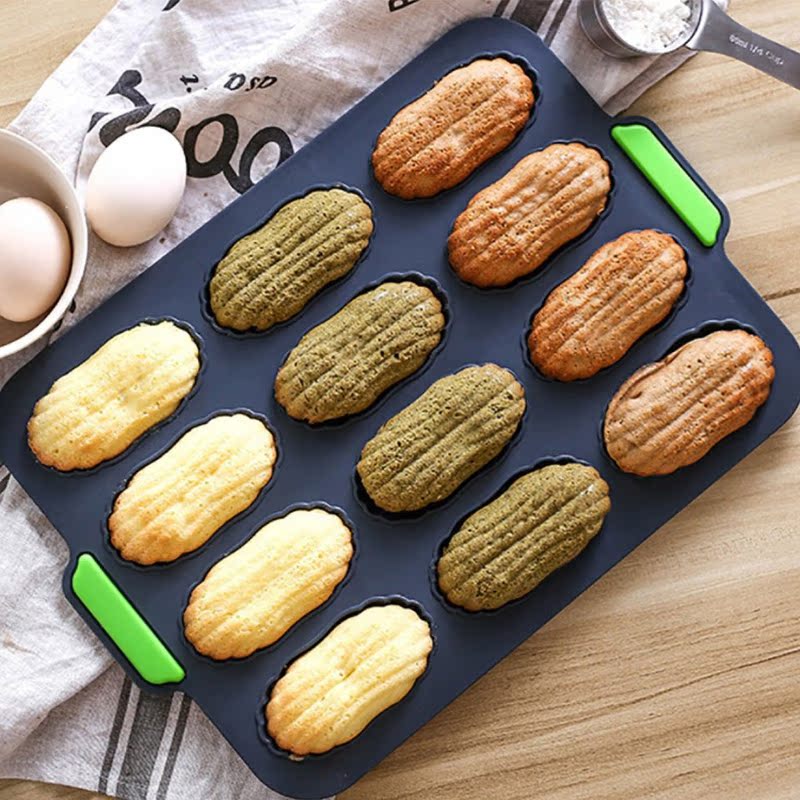 12 Grids Madeleine Mould Silicone Nonstick Cake Baking Tray