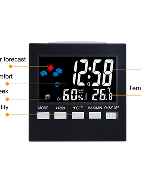 Multi-use LCD termometer Clock Alarm Snooze Function Calenda