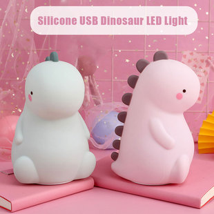 Cartoon Dinosaur LED Lamp Silicone Bedside Reading Lamp Tap