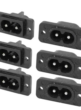 Black 2 Pin IEC320 C8 Screw Mount Inlet Plug Socket AC 250V