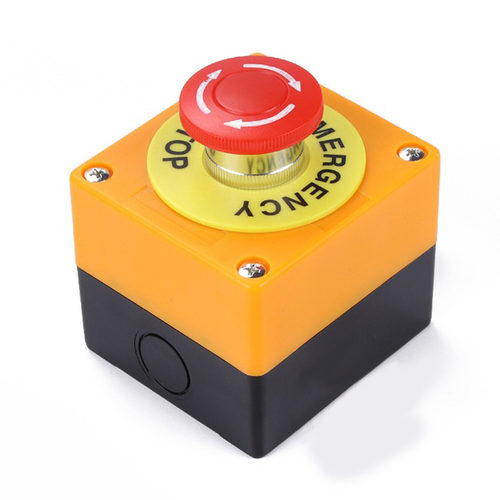 Red Sign Emergency Stop Mushroom Cap Emergency Stop Push But