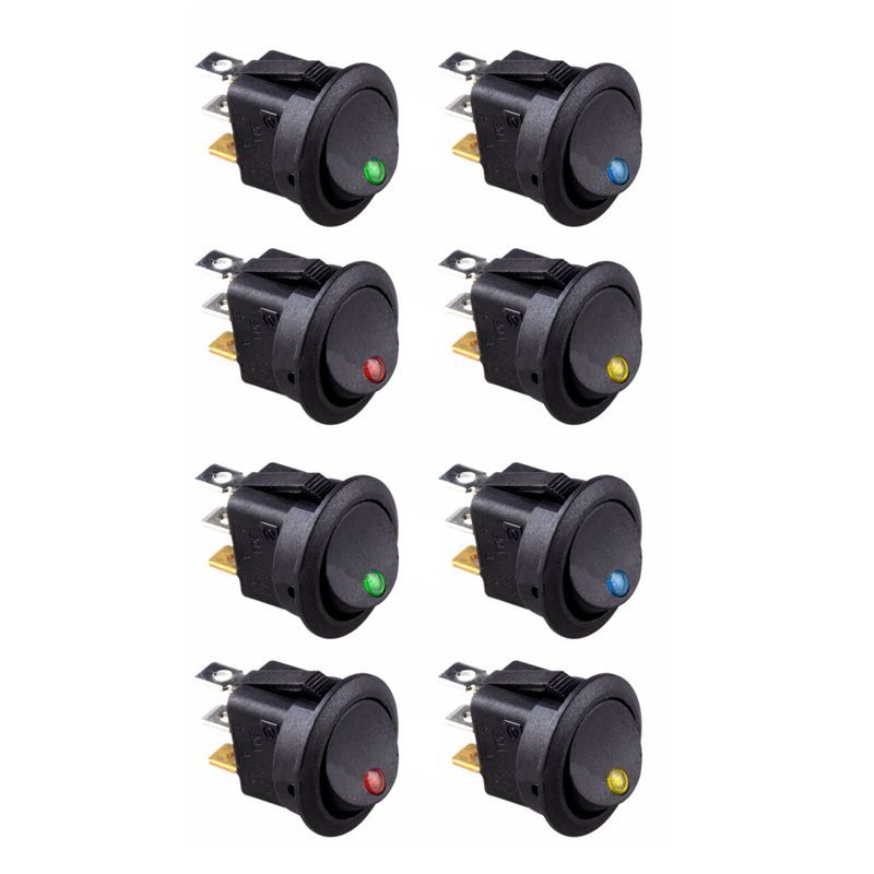8PCS LED Dot Light 12V Car Auto Boat Round Rocker ON/OFF TOG