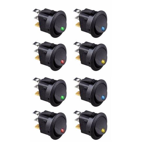 8PCS LED Dot Light 12V Car Auto Boat Round Rocker ON/OFF TOG